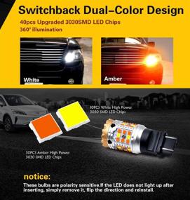 img 3 attached to 🔦 LASFIT 3157 LED Bulb Switchback 3057 4157 White Amber CANBUS Anti Hyper Flash LED Automotive Front Turn Signal Light Bulb Set, Easy Plug and Play Installation, Suitable for Standard Sockets (Pack of 2)