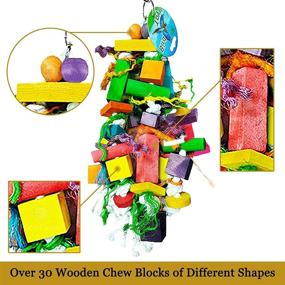 img 2 attached to 🐦 SunGrow Parrot Wooden and Rope Chewing Toy - Multi-Shaped Blocks and Cotton Rope for Endless Fun