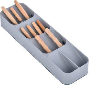 img 2 attached to 🍴 Premium Compact Cutlery Storage Box: Organize Your Kitchen Utensils with Jimmy's Artwork Silverware Drawer Tray - Small Size, Gray