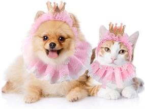 img 3 attached to 🐱 Legendog Princess Cat Bandana and Crown Set - Cute Lace Costumes for Cats and Small Dogs, Perfect Pink Outfit for Birthday Parties