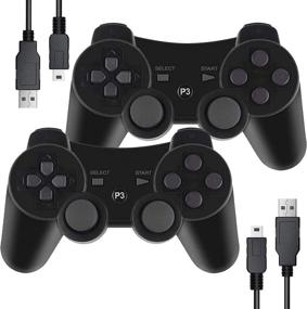 img 4 attached to Enhanced Gaming Experience: PS3 Controller 2 Pack - Wireless Motion Sense, Dual Vibration, Upgraded Gaming Controller for Sony PlayStation 3 with Charging Cord (Black)