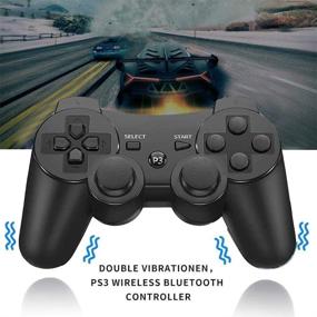 img 2 attached to Enhanced Gaming Experience: PS3 Controller 2 Pack - Wireless Motion Sense, Dual Vibration, Upgraded Gaming Controller for Sony PlayStation 3 with Charging Cord (Black)