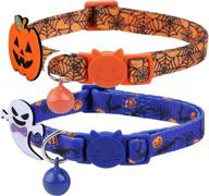 🐱 boombone cat halloween collar 2-pack - collars for small dogs and kittens with bell and pumpkin ghost charm логотип