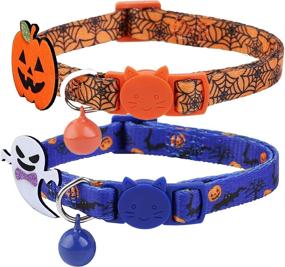 img 4 attached to 🐱 BoomBone Cat Halloween Collar 2-Pack - Collars for Small Dogs and Kittens with Bell and Pumpkin Ghost Charm