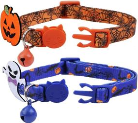 img 3 attached to 🐱 BoomBone Cat Halloween Collar 2-Pack - Collars for Small Dogs and Kittens with Bell and Pumpkin Ghost Charm