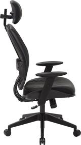 img 3 attached to Professional AirGrid Dark Back Executives Chair with Padded Black Eco Leather Seat, 2-to-1 Synchro Tilt Control, Adjustable Arms and Tilt Tension, Nylon Base, and Adjustable Headrest