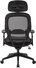 img 1 attached to Professional AirGrid Dark Back Executives Chair with Padded Black Eco Leather Seat, 2-to-1 Synchro Tilt Control, Adjustable Arms and Tilt Tension, Nylon Base, and Adjustable Headrest