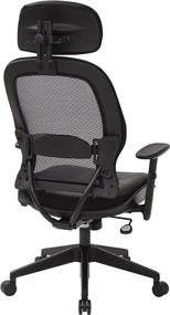 img 2 attached to Professional AirGrid Dark Back Executives Chair with Padded Black Eco Leather Seat, 2-to-1 Synchro Tilt Control, Adjustable Arms and Tilt Tension, Nylon Base, and Adjustable Headrest