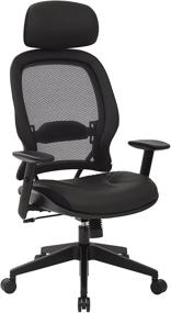 img 4 attached to Professional AirGrid Dark Back Executives Chair with Padded Black Eco Leather Seat, 2-to-1 Synchro Tilt Control, Adjustable Arms and Tilt Tension, Nylon Base, and Adjustable Headrest