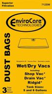 👜 envirocare replacement dust bags for shop vac type e 5 - 8 gallon wet dry vacuums - 3 pack логотип