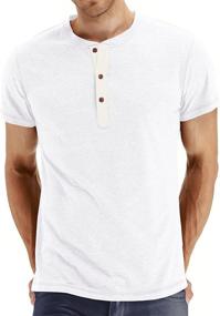 img 4 attached to 👕 PEGENO Casual Sleeve Henley T Shirts: Stylish and Comfortable Men's Clothing