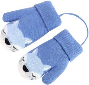 img 3 attached to Warm Winter Mittens with String for Toddlers - Full Finger Snow Gloves with Fleece Lining, Stretch Knit Material, and Magic Ski Grip - Children's Gloves for Outdoor Fun