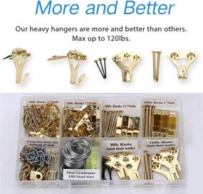 img 3 attached to 225pcs Heavy Duty Picture Hangers Kit with Nails, Hanging Wire, Screw Eyes, D Ring, and Sawtooth - Ideal Hardware for Wall Mounting Frames