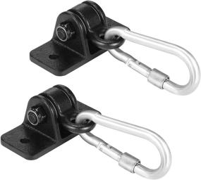 img 1 attached to 🏞️ Enhance Your Swing Set Experience with MDAIRC Swing Set Brackets - Heavy Duty Hangers for Wooden Sets with Snap Hooks (2 Pack Black Swing Hook)