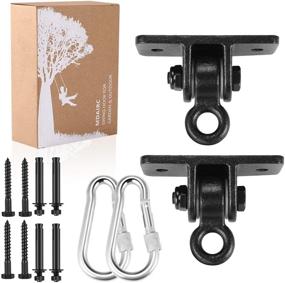 img 4 attached to 🏞️ Enhance Your Swing Set Experience with MDAIRC Swing Set Brackets - Heavy Duty Hangers for Wooden Sets with Snap Hooks (2 Pack Black Swing Hook)