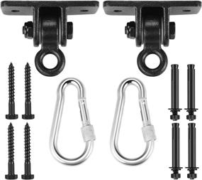 img 3 attached to 🏞️ Enhance Your Swing Set Experience with MDAIRC Swing Set Brackets - Heavy Duty Hangers for Wooden Sets with Snap Hooks (2 Pack Black Swing Hook)