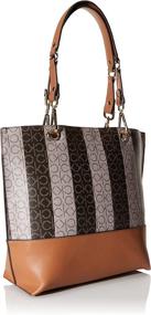 img 1 attached to Calvin Klein Sonoma Double Handle Signature North/South Tote: Effortlessly Stylish with Removable Wristlet Pouch