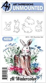 img 1 attached to Art Impressions Watercolor Cling Rubber Stamp Bunnies - Create Beautiful Bunny Designs with Ease!