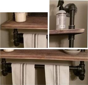 img 1 attached to 🚽 Rustic Industrial Pipe Bathroom Shelves, Wall Mounted 2-Shelf Wood Shelving with Towel Bar, Floating Pipe Shelves with Towel Holder
