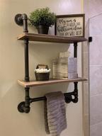 🚽 rustic industrial pipe bathroom shelves, wall mounted 2-shelf wood shelving with towel bar, floating pipe shelves with towel holder logo