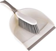 small broom and dustpan set with mini pink dust pan - ideal for floor, sofa, desk, keyboard and car (beige) logo