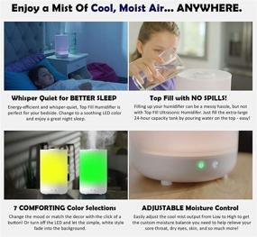 img 2 attached to ❄️ 4L Whisper Quiet Cool Top Fill Humidifier by Bell+Howell for Bedroom - Adjustable Mist Level, Auto Shut Off, and 7-Color Night Light - Essential Oil Diffuser for Bedroom, Home, Office - Long-lasting Up To 24 Hours