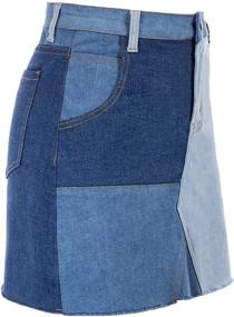 img 1 attached to CURLBEAUTY Women's Summer Bodycon Denim Skirts: Short Contrast Color Patchwork High-Waisted Jean Skirt with Distressed Details