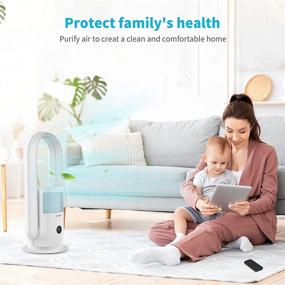 img 1 attached to HAJOAP Bladeless Tower Fan with HEPA Filter-Purifier and Oscillating Feature, Whisper-Quiet Operation, 🌬️ Remote Control, WiFi Smart Connectivity – Ideal for Children's Bedroom, Home, and Office Use