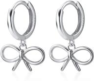 stylish sterling silver dangle butterfly round huggie hoops: fashion 🦋 bow knot small hoop earrings for women & teen girls - 8mm logo