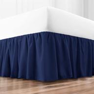 🛏️ zen home luxury ruffled bed skirt - 1500 series brushed microfiber with bamboo blend treatment - eco-friendly dust ruffle with 15" drop - queen size - navy blue logo
