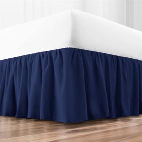 img 1 attached to 🛏️ Zen Home Luxury Ruffled Bed Skirt - 1500 Series Brushed Microfiber with Bamboo Blend Treatment - Eco-Friendly Dust Ruffle with 15" Drop - Queen Size - Navy Blue