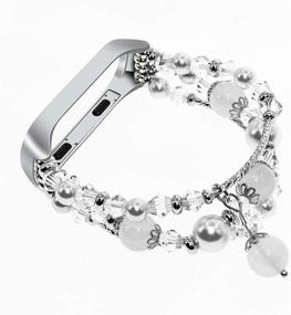 img 4 attached to 💎 Xiaomi Mi Band 4/3 Adjustable Replacement Bands with Elastic Bead String Wrist Strap - MIMEI Luxury Handmade Artificial Agate Crystal Pearl Watchband for Women/Girls