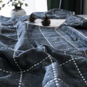 img 2 attached to 🔷✨ Premium 6 Layer Muslin Cotton Toddler Blanket by Uozzi Bedding - Navy Dotted Line Plaid Style, 56"x75" - Perfect for Spring and Summer