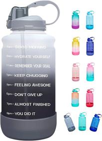 img 4 attached to 🥤 Stay Hydrated and Motivated: Elvira Half Gallon/64oz Time Marker Water Bottle with Straw & Silicone Boot - BPA Free, Leakproof Design for Fitness, Gym, and Outdoor Sports