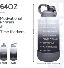 img 3 attached to 🥤 Stay Hydrated and Motivated: Elvira Half Gallon/64oz Time Marker Water Bottle with Straw & Silicone Boot - BPA Free, Leakproof Design for Fitness, Gym, and Outdoor Sports