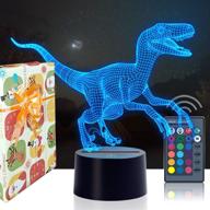 🦖 urwise 4702: крутая 3d ночная лампа с динозавром из эпохи юрского периода с 16-ю видами смены цвета, управляемая с помощью пульта - идеальный подарок на рождество и день рождения для детей и энтузиастов динозавров. логотип