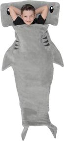 img 3 attached to 🦈 Cozy and Playful: FUNZIEZ! Kids Hammerhead Shark Blanket Sack in Grey - Perfectly Comfy for Kids of All Ages!