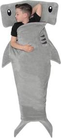 img 2 attached to 🦈 Cozy and Playful: FUNZIEZ! Kids Hammerhead Shark Blanket Sack in Grey - Perfectly Comfy for Kids of All Ages!