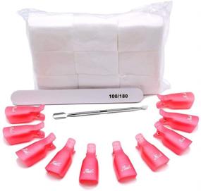 img 3 attached to ArRord Professional Nail Polish Remover Tools Kit Set: 10 Pcs Clips, 800 Cotton Pads, 1 Pc Nail File, 1 Pc Steel Nail Cleaner Tool