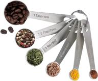 🥄 set of 6 stainless steel measuring spoons - 1/8 tsp, 1/4 tsp, 1/2 tsp, 1 tsp, 1/2 tbsp & 1 tbsp, tablespoon and teaspoon metal measuring spoons for liquid and dry ingredient measurement logo