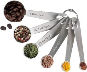 img 4 attached to 🥄 Set of 6 Stainless Steel Measuring Spoons - 1/8 tsp, 1/4 tsp, 1/2 tsp, 1 tsp, 1/2 tbsp & 1 tbsp, Tablespoon and Teaspoon Metal Measuring Spoons for Liquid and Dry Ingredient Measurement