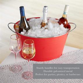 img 2 attached to 🍻 Twine Big Red Ice Bucket: Galvanized Metal Drink Tub for Chilling Wine and Beer - 4.5 Gallons Capacity - Ideal for Country Homes