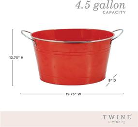 img 1 attached to 🍻 Twine Big Red Ice Bucket: Galvanized Metal Drink Tub for Chilling Wine and Beer - 4.5 Gallons Capacity - Ideal for Country Homes