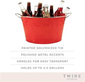 img 3 attached to 🍻 Twine Big Red Ice Bucket: Galvanized Metal Drink Tub for Chilling Wine and Beer - 4.5 Gallons Capacity - Ideal for Country Homes