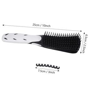 img 3 attached to 🔥 Detangling Brush for Curly Hair: 2 Pack, Afro Textured 3a to 4c, Wet/Dry, Long Thick Hair, Exfoliating, Shiny Curls - Black & White