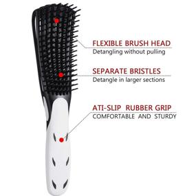 img 1 attached to 🔥 Detangling Brush for Curly Hair: 2 Pack, Afro Textured 3a to 4c, Wet/Dry, Long Thick Hair, Exfoliating, Shiny Curls - Black & White