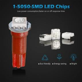 img 3 attached to 🚗 Partsam 10-пакет красных T5 1 SMD 5050 лампы для светодиодных автомобильных ламп для приборной панели с разъемом 37 73 74 79 для замены 1993-1997 Civic del Sol