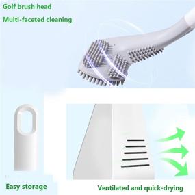 img 2 attached to 🚽 Silicone Toilet Brush Cleaner Set – Deep Cleaning Golf Scrubber with Self-Opening and Closing Base, White