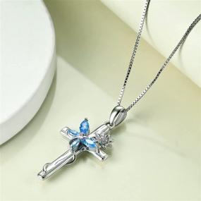 img 2 attached to 🦋 Exquisite Butterfly Cross Necklace: Sterling Silver Pendant for Women and Girls - Perfect Butterfly Jewelry Gift!