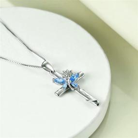 img 3 attached to 🦋 Exquisite Butterfly Cross Necklace: Sterling Silver Pendant for Women and Girls - Perfect Butterfly Jewelry Gift!